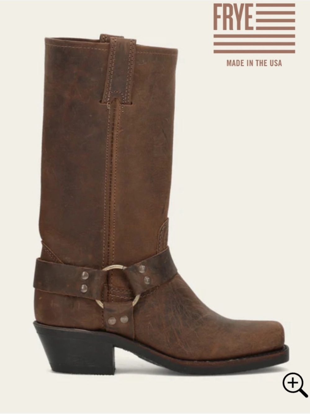 Frye Brown Leather Mid-Calf Harness Boot